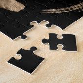 Ensoの禅の円および木-黒の金ゴールド ジグソーパズル (側面)