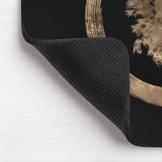 Ensoの禅の円および木-黒の金ゴールド マウスパッド (コーナー)