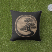 Ensoの禅の円および盆栽の木の金ゴールド アウトドアクッション (芝生)