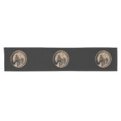 Ensoの禅の円および盆栽の木の金ゴールド ショートテーブルランナー (横)