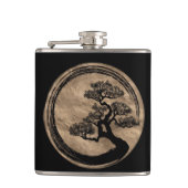 Ensoの禅の円および盆栽の木の金ゴールド フラスク (正面)