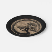 Ensoの禅の円および盆栽の木の金ゴールド ペーパープレート (アングル)