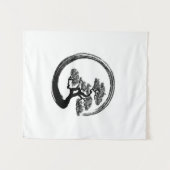 Ensoの禅の円および盆栽の木 タペストリー (正面(横))