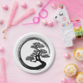 Ensoの禅の円および盆栽の木 ペーパープレート (パーティー)