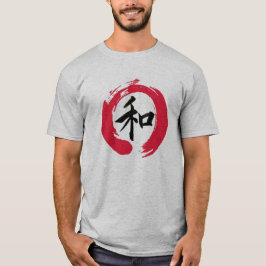Ensōの赤い禅の中の日本のな"平和"漢字 Tシャツ