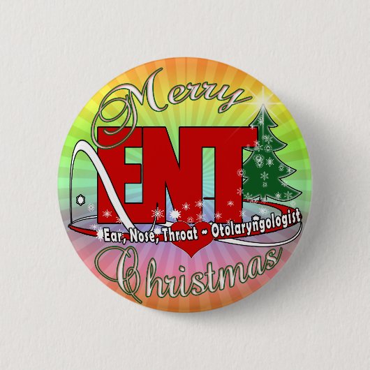 ENTクリスマスの耳咽喉学者の耳の鼻の喉 缶バッジ (正面)
