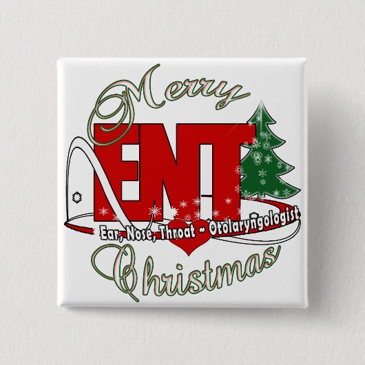 ENTクリスマスの耳咽喉学者の耳の鼻の喉 缶バッジ (正面)