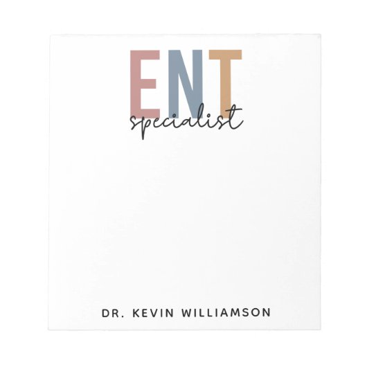 ENTドクパーソナライズされたターENTスペシャリスト ノートパッド (正面)