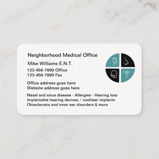 ENT耳鼻咽喉科医の名刺 名刺 (正面)