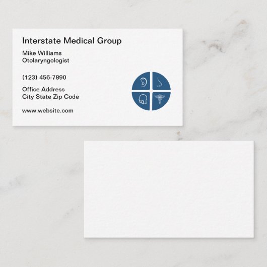 ENT耳鼻咽喉科医ドクターメディカルビジネスカード  名刺 (正面/裏面)