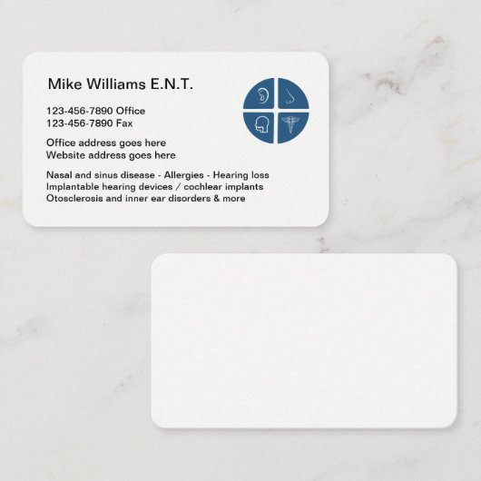 ENT耳鼻咽喉科医用名刺 名刺 (正面/裏面)