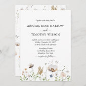 Entacting お洒落 Wildflowers エレガント Script I 招待状 (正面/裏面)