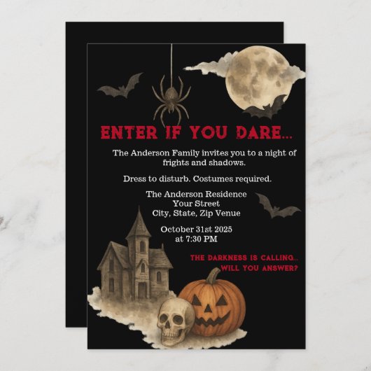 Enter もし You Dare – ハ不気味ル幽霊のよく出るウィーン 招待状 (正面/裏面)