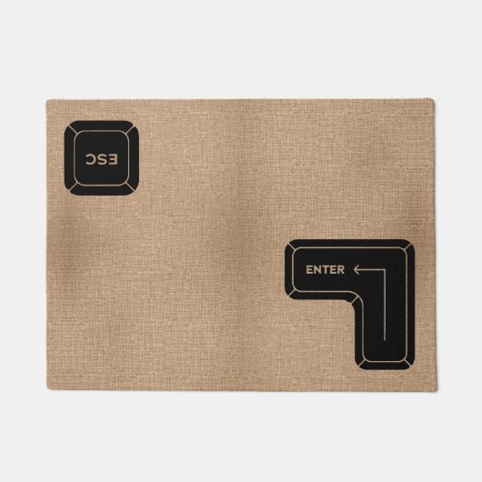 Enter & Escape鍵デザインコンピュータおもしろいへようこそ ドアマット (正面)