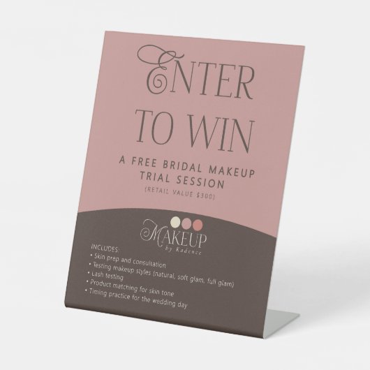 Enter to Win Branded Logo Raffle Makeup 台座サイン (正面)