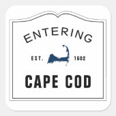 Entering Cape Cod Massachusetts Sign結婚式の引き出物 スクエアシール (正面)