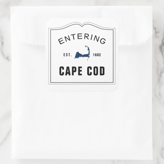 Entering Cape Cod Massachusetts Sign結婚式の引き出物 スクエアシール (バッグ)