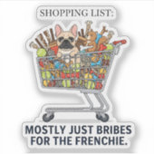 Entitled Frenchie Shopping Spree Funny Dog Sticker シール (正面)