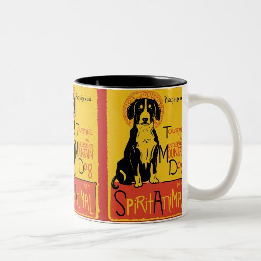 Entlebucher山犬かわいい犬のコーヒー・マグ ツートーンマグカップ (右)