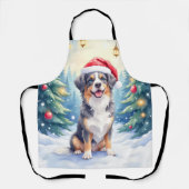Entlebucher Mountain Dog Snowy Forest Santa エプロン (正面)