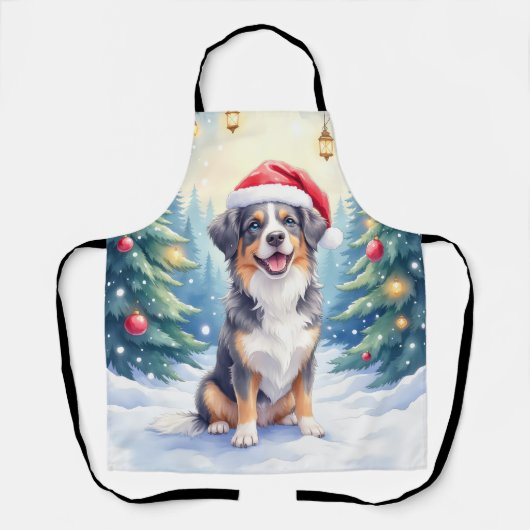 Entlebucher Mountain Dog Snowy Forest Santa エプロン (正面)
