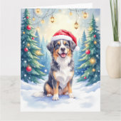 Entlebucher Mountain Dog Snowy Forest Santa カード (正面)