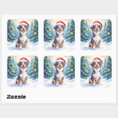 Entlebucher Mountain Dog Snowy Forest Santa スクエアシール (シート)