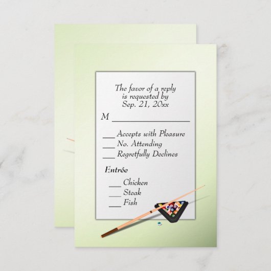 Entree ChoiceとのビリヤードRSVP 出欠カード (正面/裏面)