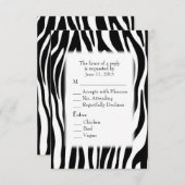 Entree Choiceによる白黒ゼブラRSVP 出欠カード (正面/裏面)