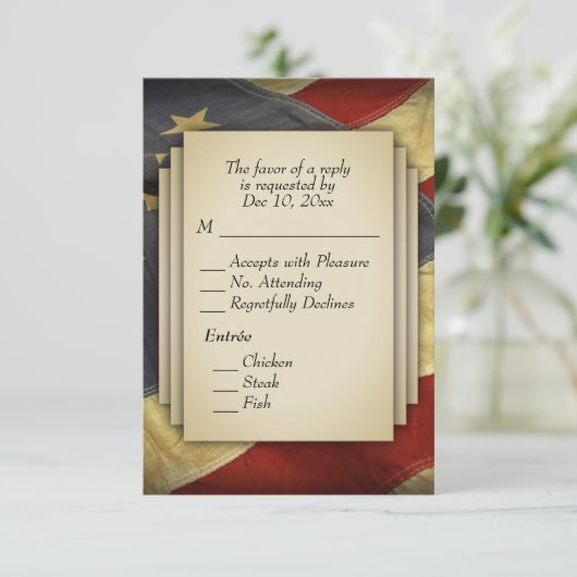 Entree Choice動揺して付き米国国旗RSVP 出欠カード (スタンド正面)