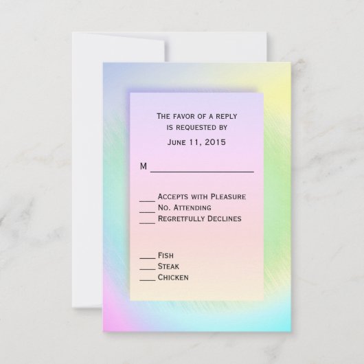 Entree Choicesを使用したレインボーRSVP 出欠カード (正面)