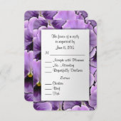 Entree Choices付きパープルパンシーRSVPカード 出欠カード (正面/裏面)