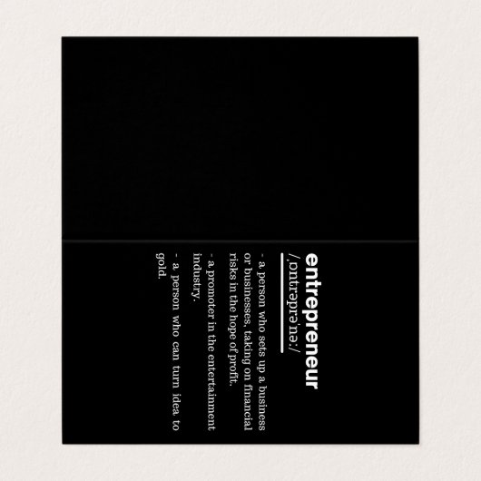 Entrepreneur Definition Funny Business Owner Gift 名刺 (外部フラット)