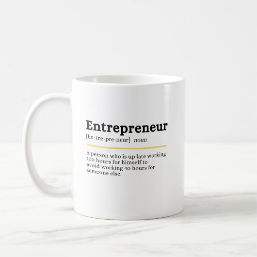 Entrepreneur Noun Definition Motivational Business コーヒーマグカップ (左)