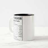 Entrepreneur Nutritional Facts Funny Business ツートーンマグカップ (正面左)