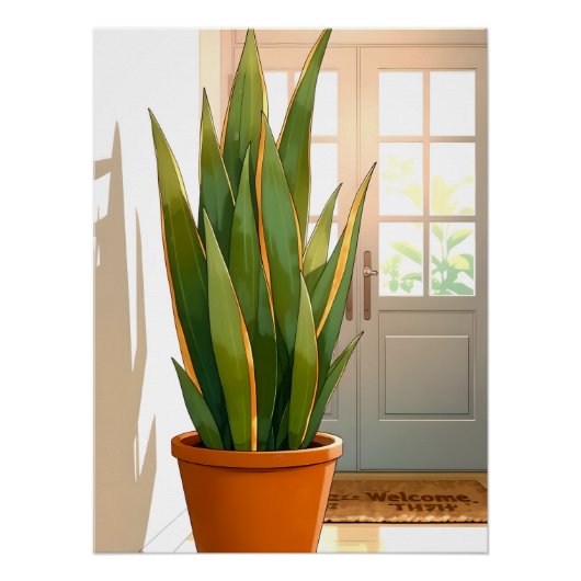Entryway Potted Snake Plant-Positive Intentions ポスター (正面)
