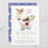 Envを含むブライダルシャワーのための紅茶パーティの招待状。 (正面/裏面)