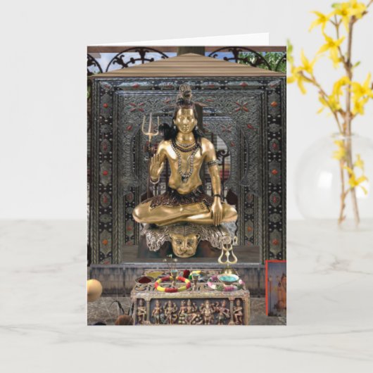 env.のShiva主のヒンズー教の寺院の挨拶状 カード (黄色い花)