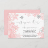 Envelop in transparent pink and silver snowflake b エンクロージャーカード (正面/裏面)