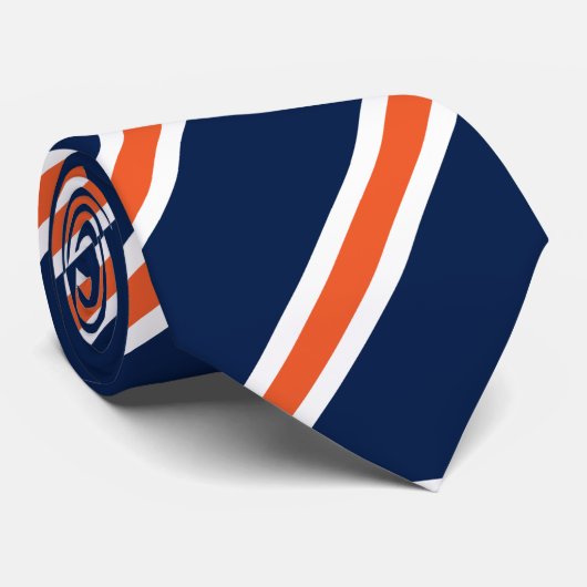 EnvioForensicsネイビーホワイトとオレンジのタイストライプのプ ネクタイ (ロール)