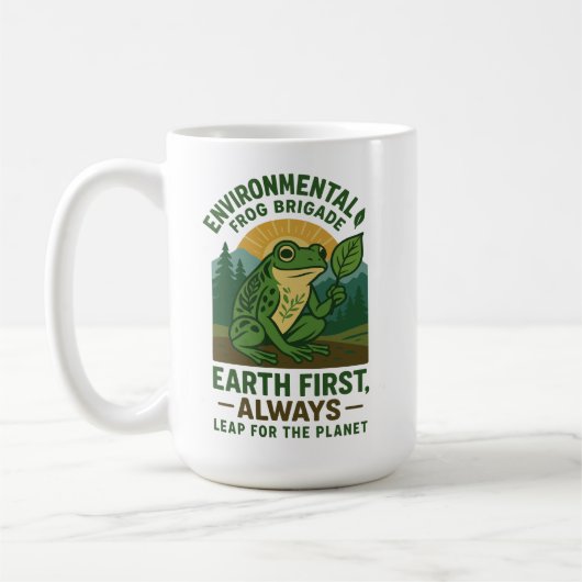 Environmental Frog Brigade - 地球ファースト、永遠に コーヒーマグカップ (左)