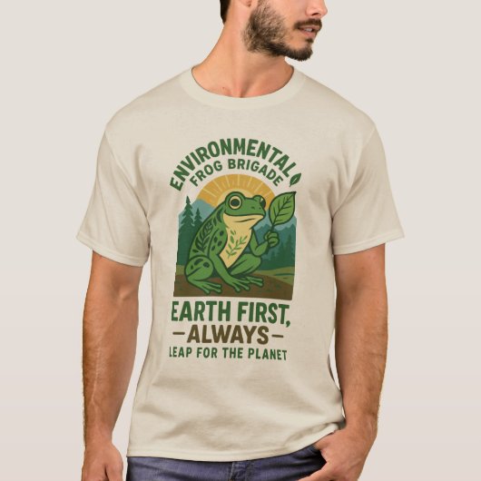 Environmental Frog Brigade – Earth First, Always Tシャツ (正面)