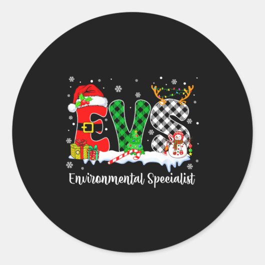 Environmental Specialist Christmas Lights Red Plai ラウンドシール (正面)