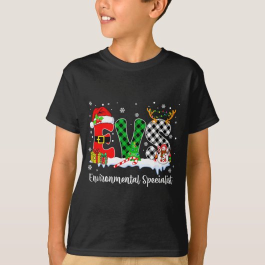 Environmental Specialist Christmas Lights Red Plai Tシャツ (正面)