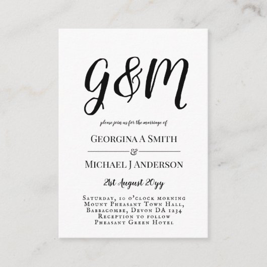 ENVLで100 x予算のフォト結婚式招待状。 アドバイスカード (正面)