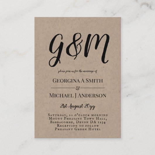 ENVLで20 x予算のフォト結婚式招待状。 アドバイスカード (正面)