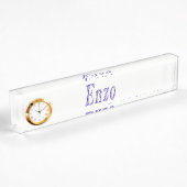 Enzo,_Name,_Logo, Desk Nameプレート(時計あり)。 デスクネームプレート