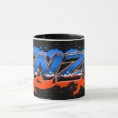 Enzo Vorname Name Graffiti blue orange Tasse マグカップ (中央)