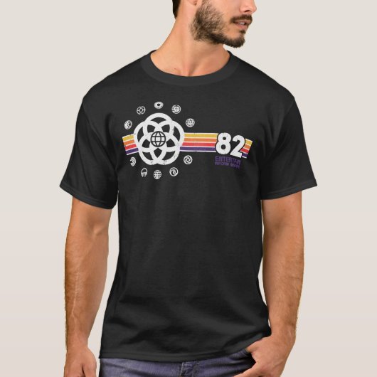 EPCOTセンターヴィンテージスタイル動揺してパビリオンログ Tシャツ (正面)