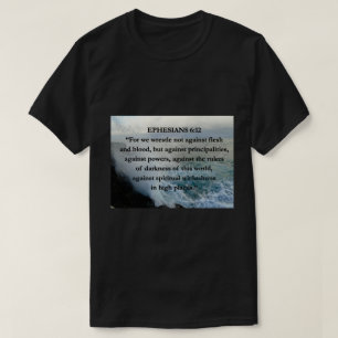 EPH 6:12肉と血のバイブル引用文水景 Tシャツ